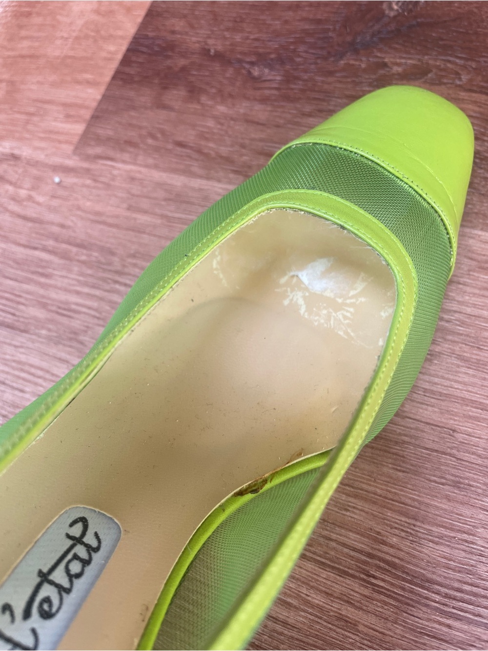 Vintage Coup D'etat Mesh Cap Toe Pumps Heels Size 9 Green - Picture 6 of 9
